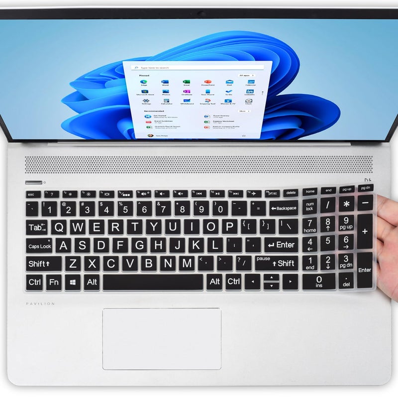 CaseBuy Keyboard Cover for HP Laptop 15.6" 15-dw 15-dy 15-ef 15-cc/cs 15t-dw400 15-dy5033dx dy5133dx 15-dy5073dx 15-dy5399nr dy5599nr 15-dy2703dx dy2702dx 15-ef2099nr 15-ef2130wm 15-dw1083wm Skin,Black - Image 1